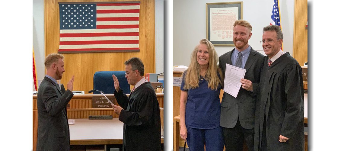 Judge Schiff Gives Oath of Attorney to His Son