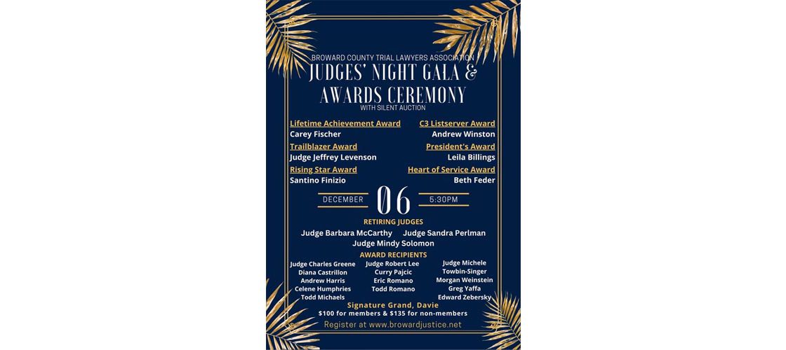 Broward County Trial Lawyers Association to honor Circuit Court Judge Jeffrey R. Levenson