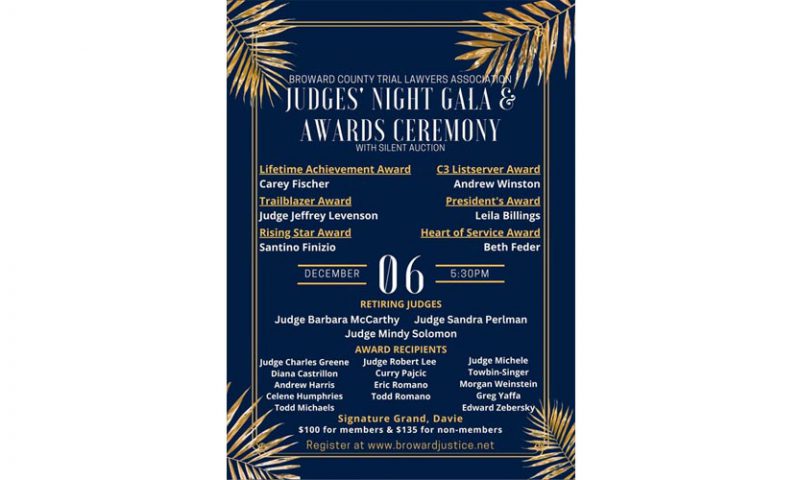 Broward County Trial Lawyers Association to honor Circuit Court Judge Jeffrey R. Levenson