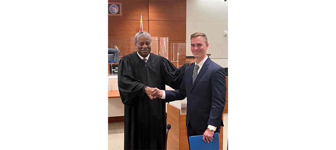 Logan Beckman, Esq. sworn in by Judge Michael A. Robinson