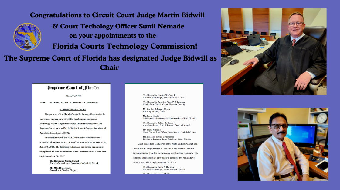 Two from the 17th Circuit to serve on the Florida Courts Technology Commission