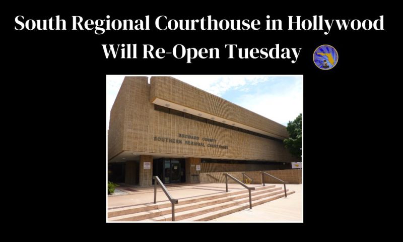 South Regional Courthouse to Re-Open Today After Water Leak Forces Closure on Monday